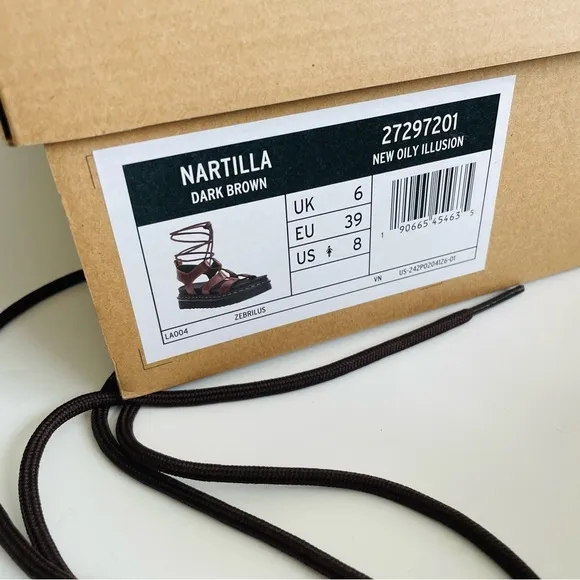 NEW Dr Martens SIZE 8 Nartilla gladiator sandals in Dark Brown New Oily Illusion