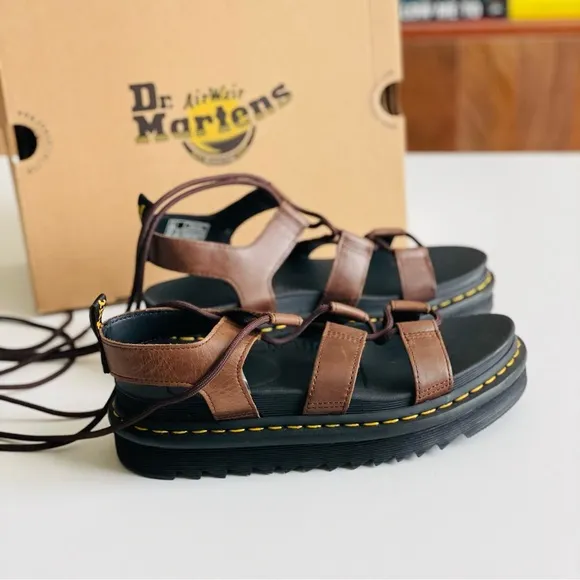 NEW Dr Martens SIZE 8 Nartilla gladiator sandals in Dark Brown New Oily Illusion