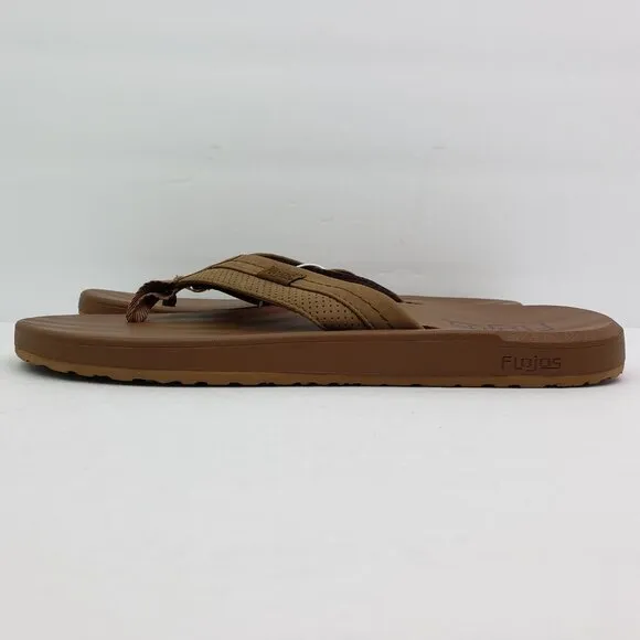 NEW Flojos Mens Size 9 Tan Slip On Cushion Comfort Thong Flip Flop Sandals
