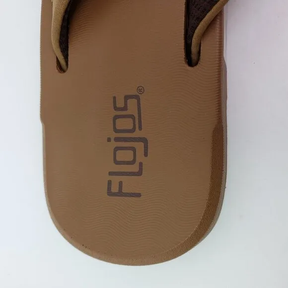NEW Flojos Mens Size 9 Tan Slip On Cushion Comfort Thong Flip Flop Sandals