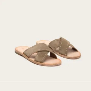 NEW • Frye • Pickstitch Suede Slide Sandals Ash 7