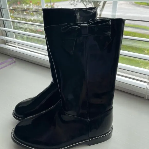 New Gymboree Girls Black Patent Boots Size Youth 13