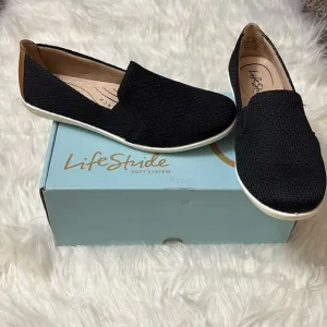 New In Box Life Stride Soft System Active Arch Next Level Black Knit Slip On 7.5