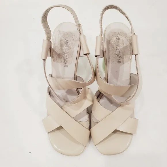 NEW Jeffrey Campbell Ivory Green Heel Sandals