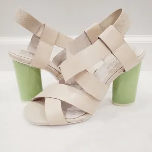 NEW Jeffrey Campbell Ivory Green Heel Sandals