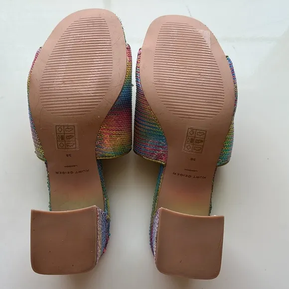 New Kurt Geiger London Women's Multicolor Sequin Slide Sandals. Size 38.