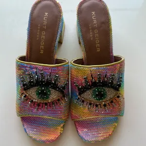 New Kurt Geiger London Women's Multicolor Sequin Slide Sandals. Size 38.