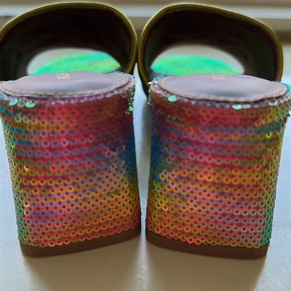 New Kurt Geiger London Women's Multicolor Sequin Slide Sandals. Size 38.