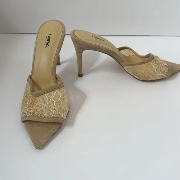 New L’AGENCE Corinne Pointed Toe Mule Heels (Size 38)