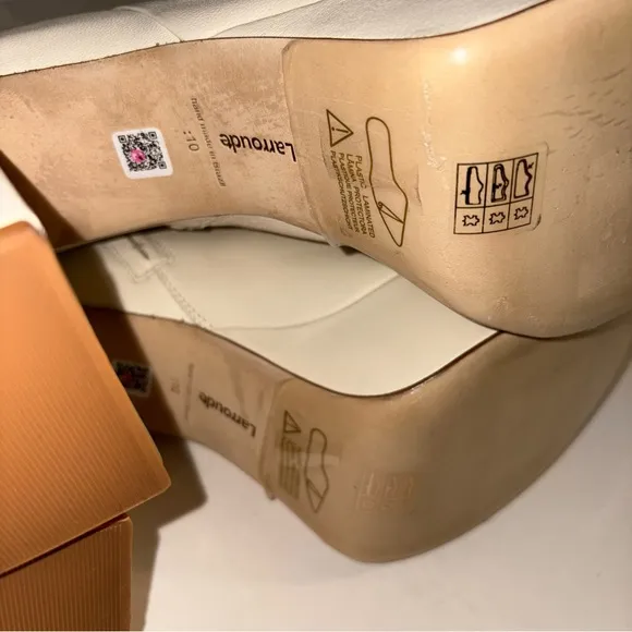 New Larroudé Dolly Leather Platform Boots Bootie Shoes Sz 10 White