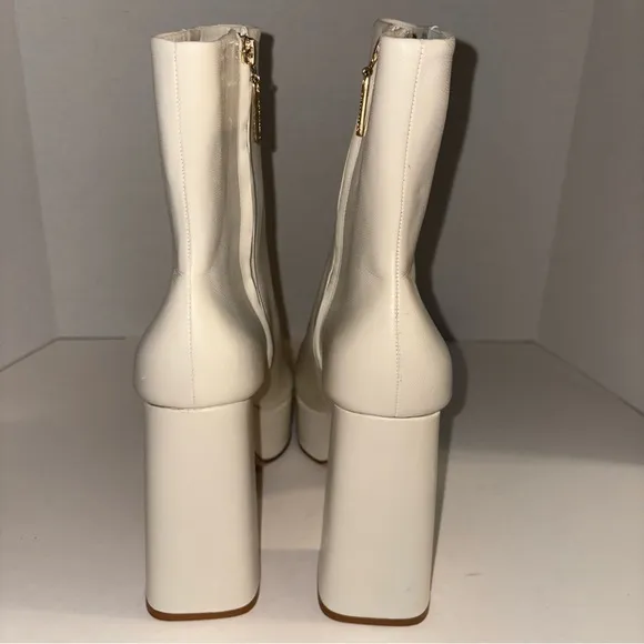New Larroudé Dolly Leather Platform Boots Bootie Shoes Sz 10 White
