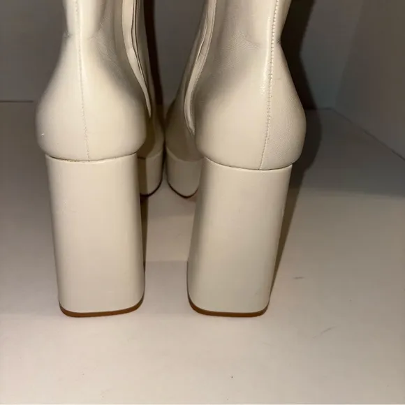 New Larroudé Dolly Leather Platform Boots Bootie Shoes Sz 10 White