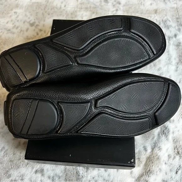 New Massimo Matteo Black Leather Venetian Driver Slip On Loafer Shoes sz 13 Men
