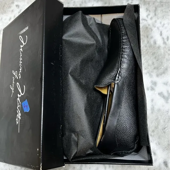 New Massimo Matteo Black Leather Venetian Driver Slip On Loafer Shoes sz 13 Men