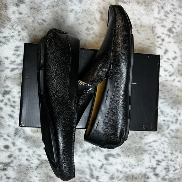 New Massimo Matteo Black Leather Venetian Driver Slip On Loafer Shoes sz 13 Men