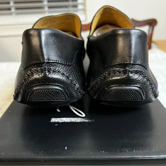 New Massimo Matteo Black Leather Venetian Driver Slip On Loafer Shoes sz 13 Men