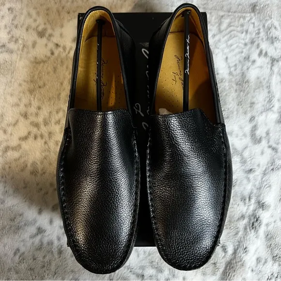 New Massimo Matteo Black Leather Venetian Driver Slip On Loafer Shoes sz 13 Men