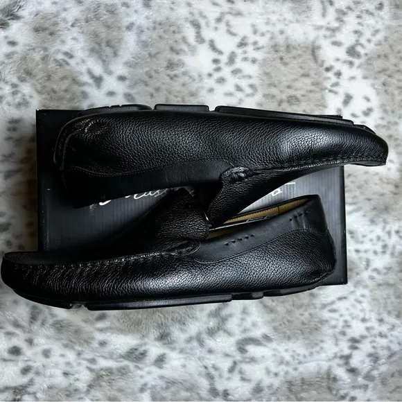 New Massimo Matteo Black Leather Venetian Driver Slip On Loafer Shoes sz 13 Men