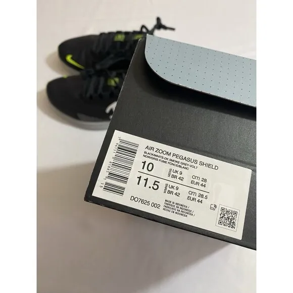 New Mens Size 10 - Nike Air Zoom Pegasus 39 Shield Black Dark Grey DO7625 002