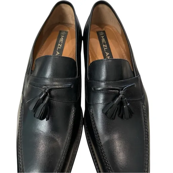 New Mezlan 2135 Men's Black Leather Slip-on Loafers Dress Shoes 9  9W