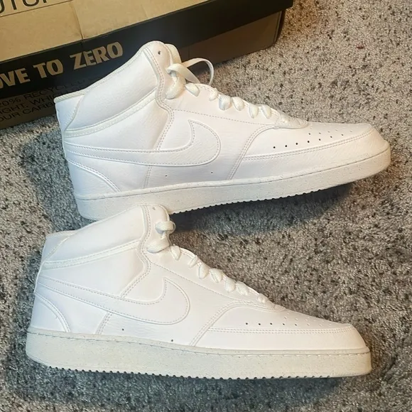 NEW! Nike Court Vision Mid Next Nature All White Unisex Sneakers