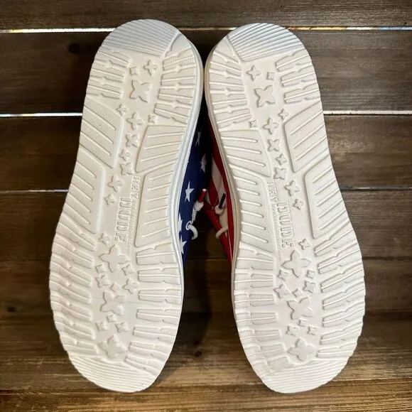 New NWT Mens Hey Dude Wally Patriotic USA Flag‎ Slip On Shoes Loafers Size 8 M