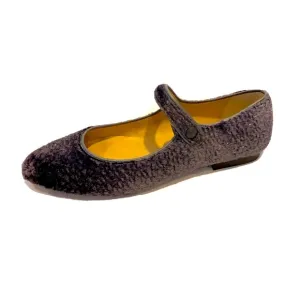 NEW Papanatas girl grey sparkle velvet Mary Jane shoes 32