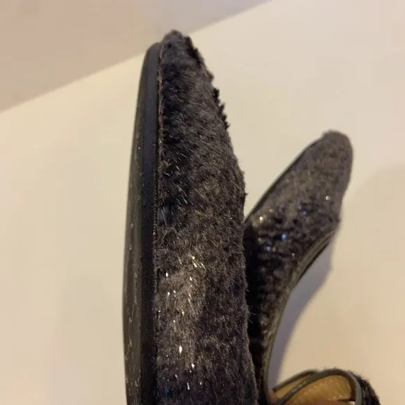 NEW Papanatas girl grey sparkle velvet Mary Jane shoes 32