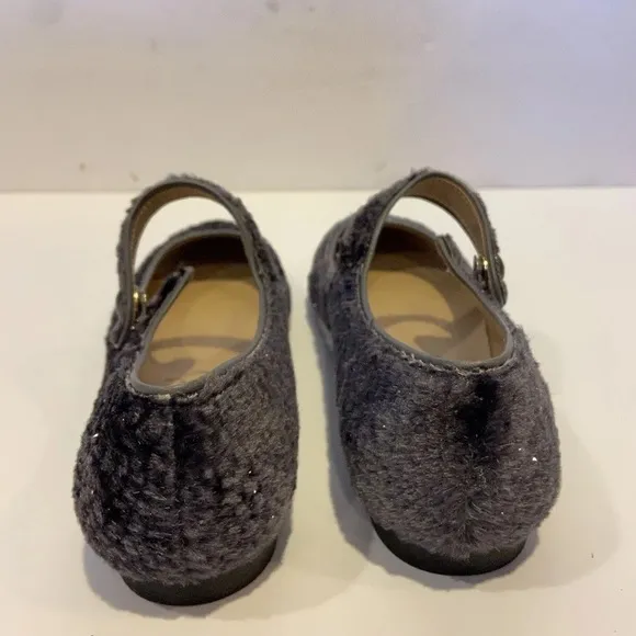 NEW Papanatas girl grey sparkle velvet Mary Jane shoes 32