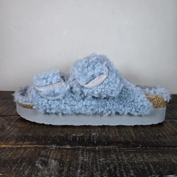 NEW Papillio by Birkenstock Arizona Shearling Womens Size 6 Sandals Slipper Blue