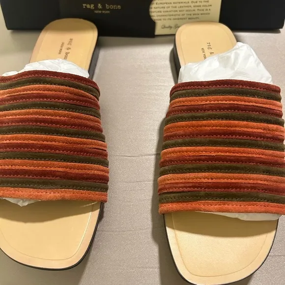 NEW RAG &amp; BONE CAMERON MULTI COLOR SUEDE SANDALS SIZE: 36/6 RETAILS:$295