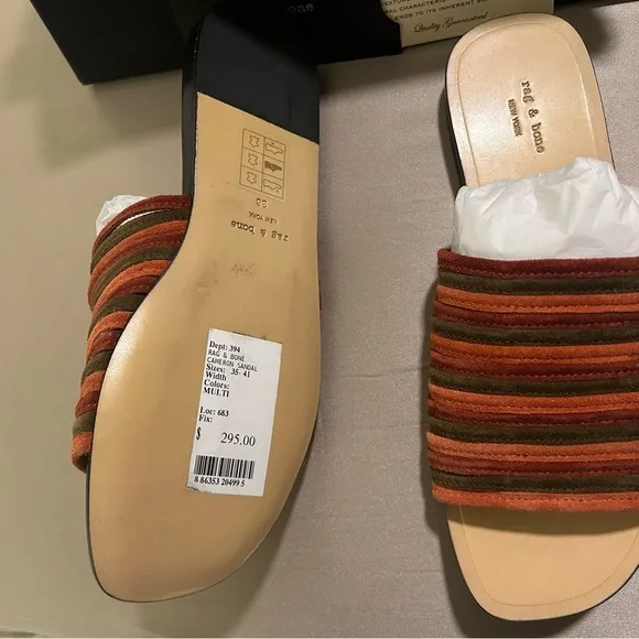 NEW RAG &amp; BONE CAMERON MULTI COLOR SUEDE SANDALS SIZE: 36/6 RETAILS:$295