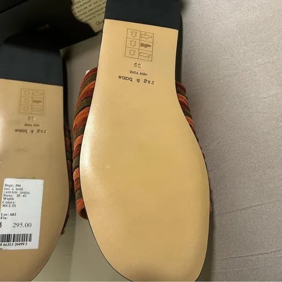 NEW RAG &amp; BONE CAMERON MULTI COLOR SUEDE SANDALS SIZE: 36/6 RETAILS:$295