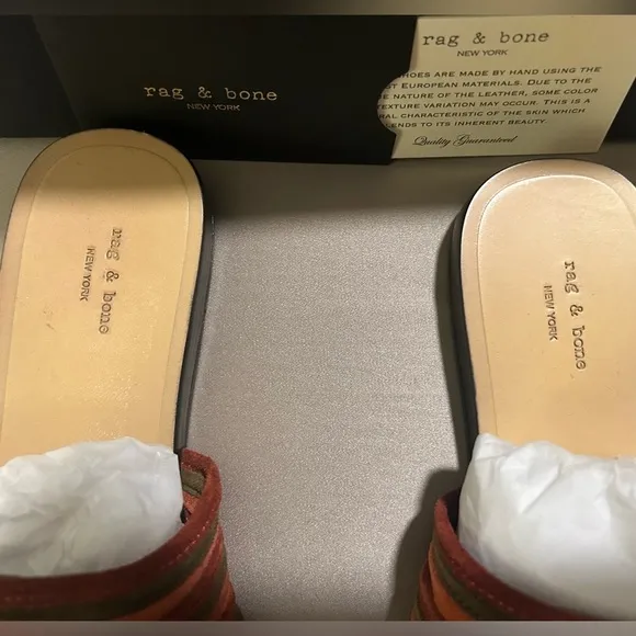 NEW RAG &amp; BONE CAMERON MULTI COLOR SUEDE SANDALS SIZE: 36/6 RETAILS:$295