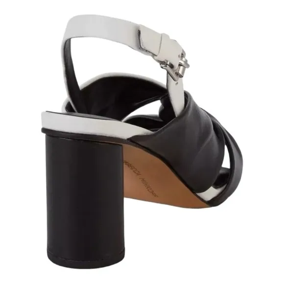NeW REBECCA MINCOFF Agata Bi- Color Leather Slingback Sandals Black/ White Sz 8