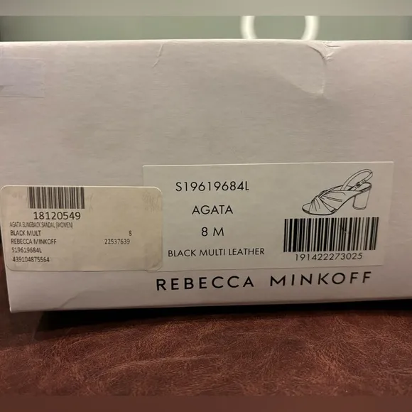 NeW REBECCA MINCOFF Agata Bi- Color Leather Slingback Sandals Black/ White Sz 8