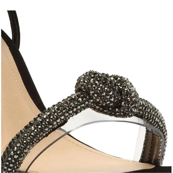New SCHUTZ peaky platforms Shoes black suede rhinestone high heels 10 Revolve