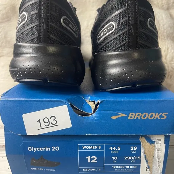 NEW Size 12 BROOKS Glycerin 20 Triple Black Women's Running Shoes