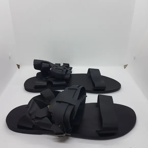 New Sparta Novelty Men's Leather Black Sandals Sz 44