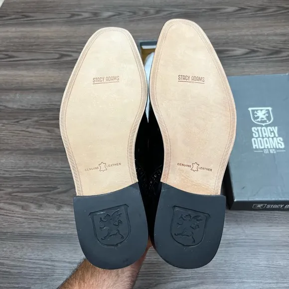 NEW Stacy Adams Black EEL Wingtip Oxfords 9.5 M
