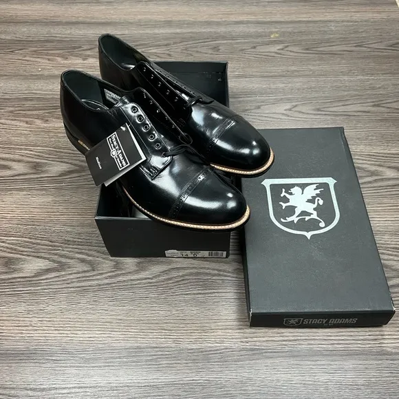 NEW Stacy Adams Madison Black Cap Toe Oxfords 14 D