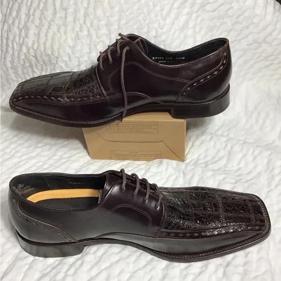 NEW STACY ADAMS MENS SHOES Sz. 11.5M BROWN GENUINE CAIMÁN LEATHER MADE IN BRAZIL