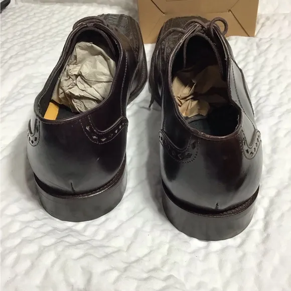 NEW STACY ADAMS MENS SHOES Sz. 11.5M BROWN GENUINE CAIMÁN LEATHER MADE IN BRAZIL