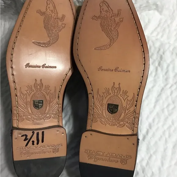NEW STACY ADAMS MENS SHOES Sz. 11.5M BROWN GENUINE CAIMÁN LEATHER MADE IN BRAZIL