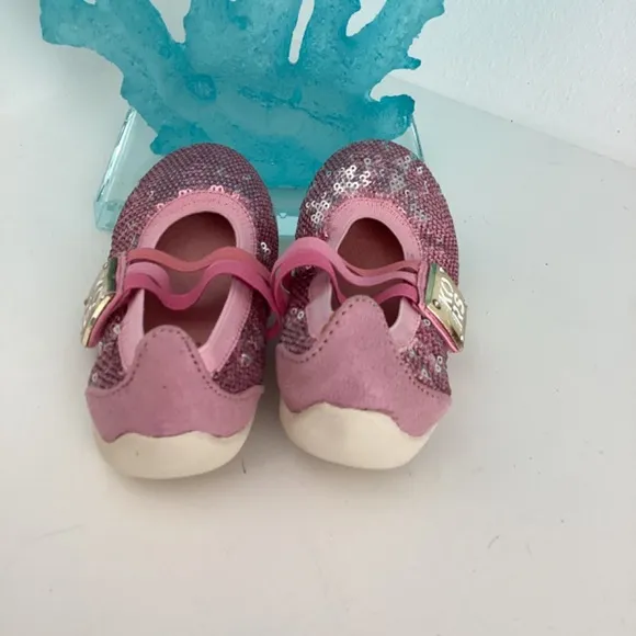 NEW TODDLER GIRL MICHAEL KORS PINK SEQUENCE EMBELLISHED FLATS SHOES SZ 9