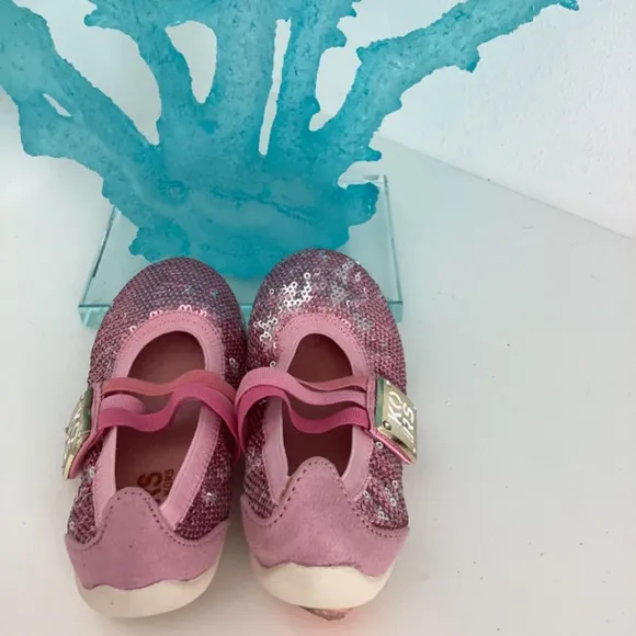 NEW TODDLER GIRL MICHAEL KORS PINK SEQUENCE EMBELLISHED FLATS SHOES SZ 9