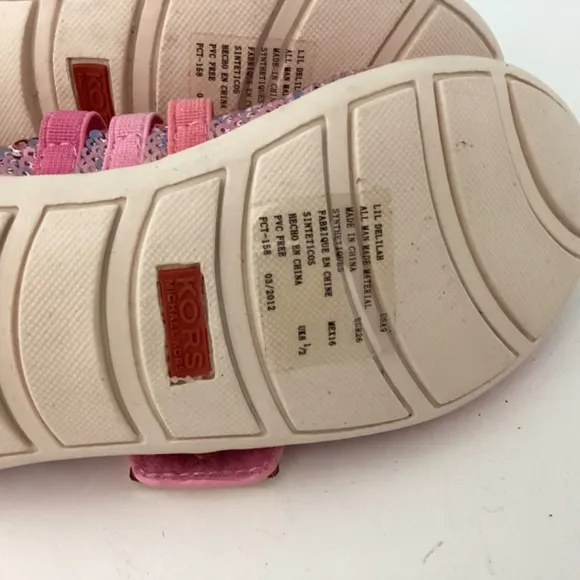 NEW TODDLER GIRL MICHAEL KORS PINK SEQUENCE EMBELLISHED FLATS SHOES SZ 9