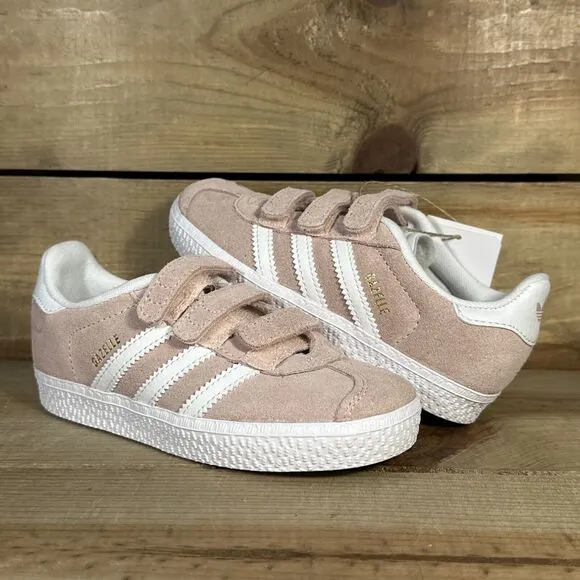 NEW Toddler Size 10K Adidas Gazelle I “Icey Pink” Low Top Strap Sneakers AH2229