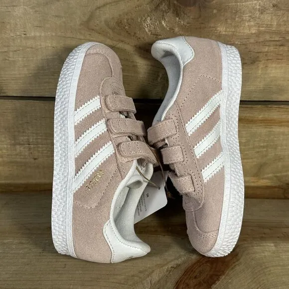 NEW Toddler Size 10K Adidas Gazelle I “Icey Pink” Low Top Strap Sneakers AH2229