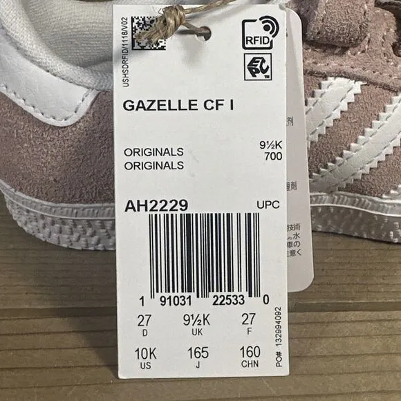 NEW Toddler Size 10K Adidas Gazelle I “Icey Pink” Low Top Strap Sneakers AH2229